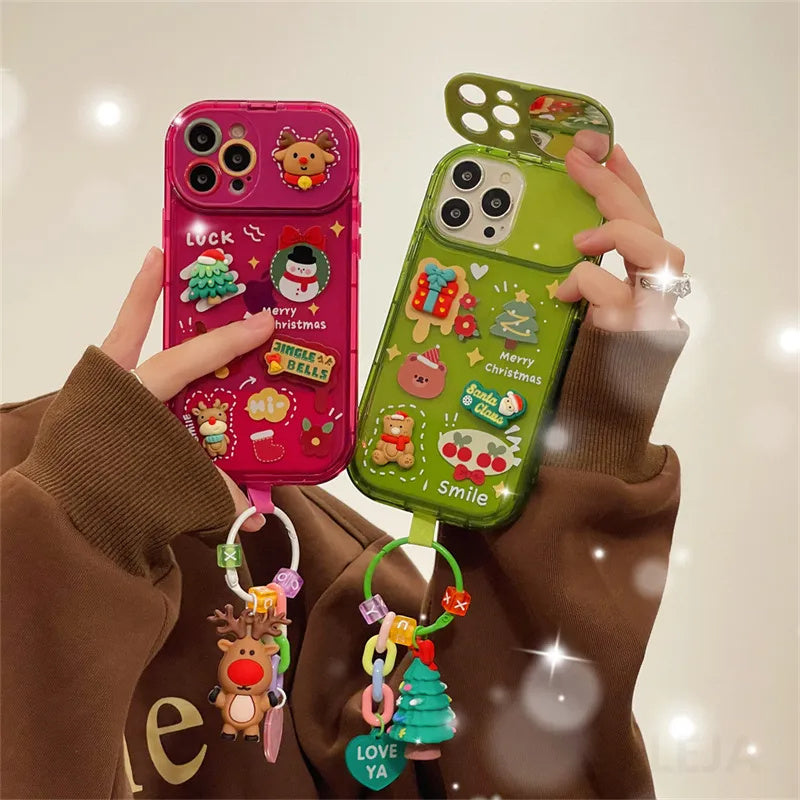 Santa Claus & Elk Hat Christmas Phone Case for iPhone XS,XS MAX, 11-15 Pro Max – Silicone Protection Cover